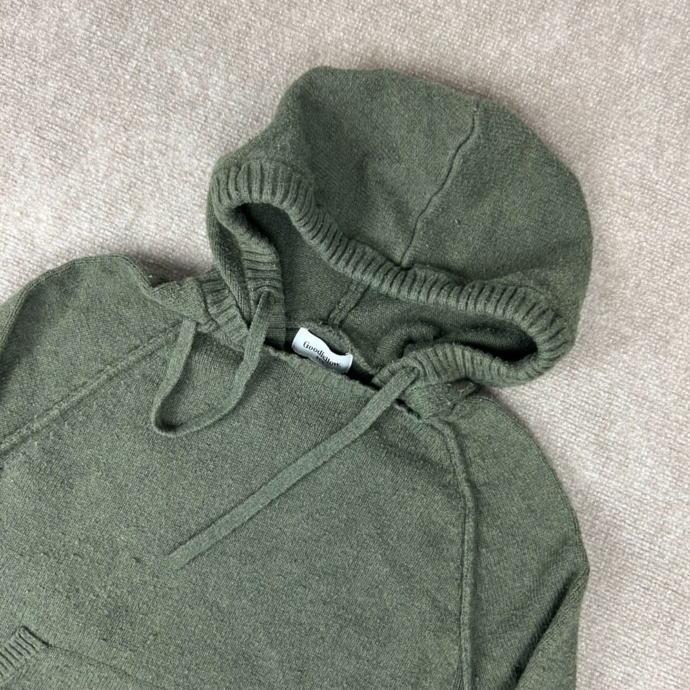 Goodfellow & Co Sweater Hoodie Mens Small‎ Olive Green Knit Cotton Raglan Sleeve